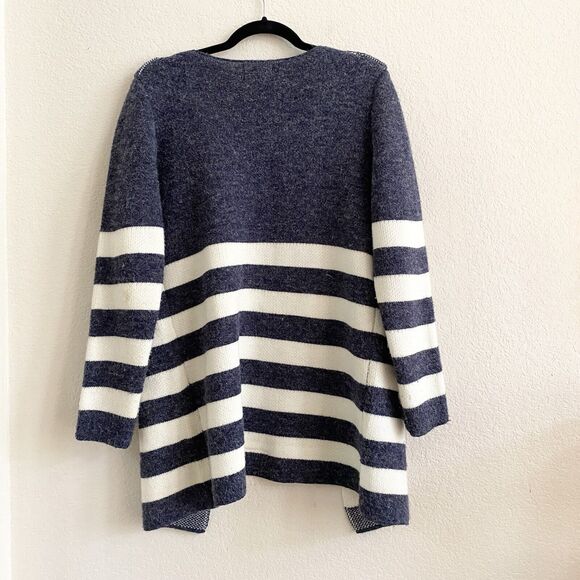 Baciano Stripe Print Open Gray‎ Front Sweater Jacket Large - Picture 6 of 8